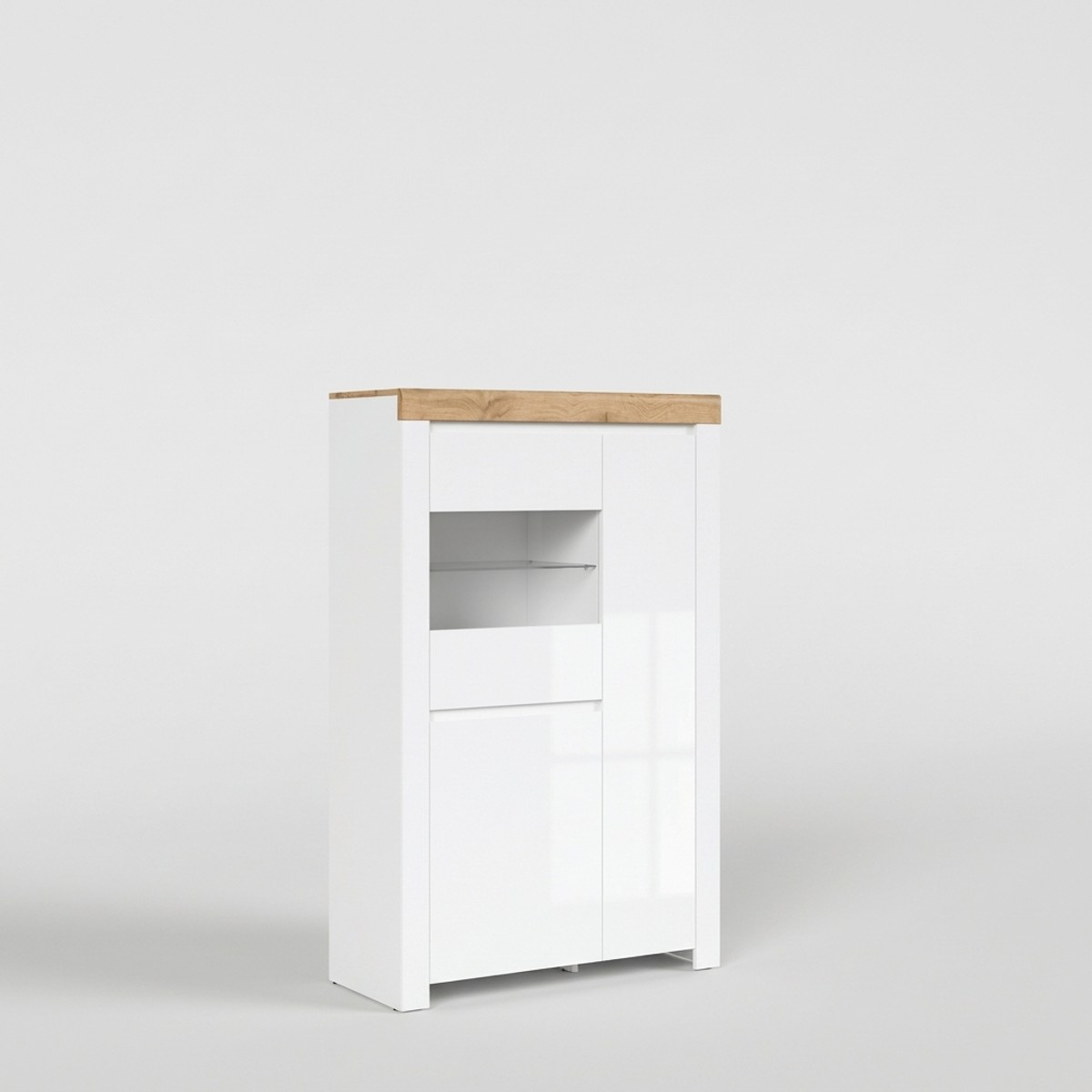 Vitrina alta de 2 puertas con balda de vidrio Holten