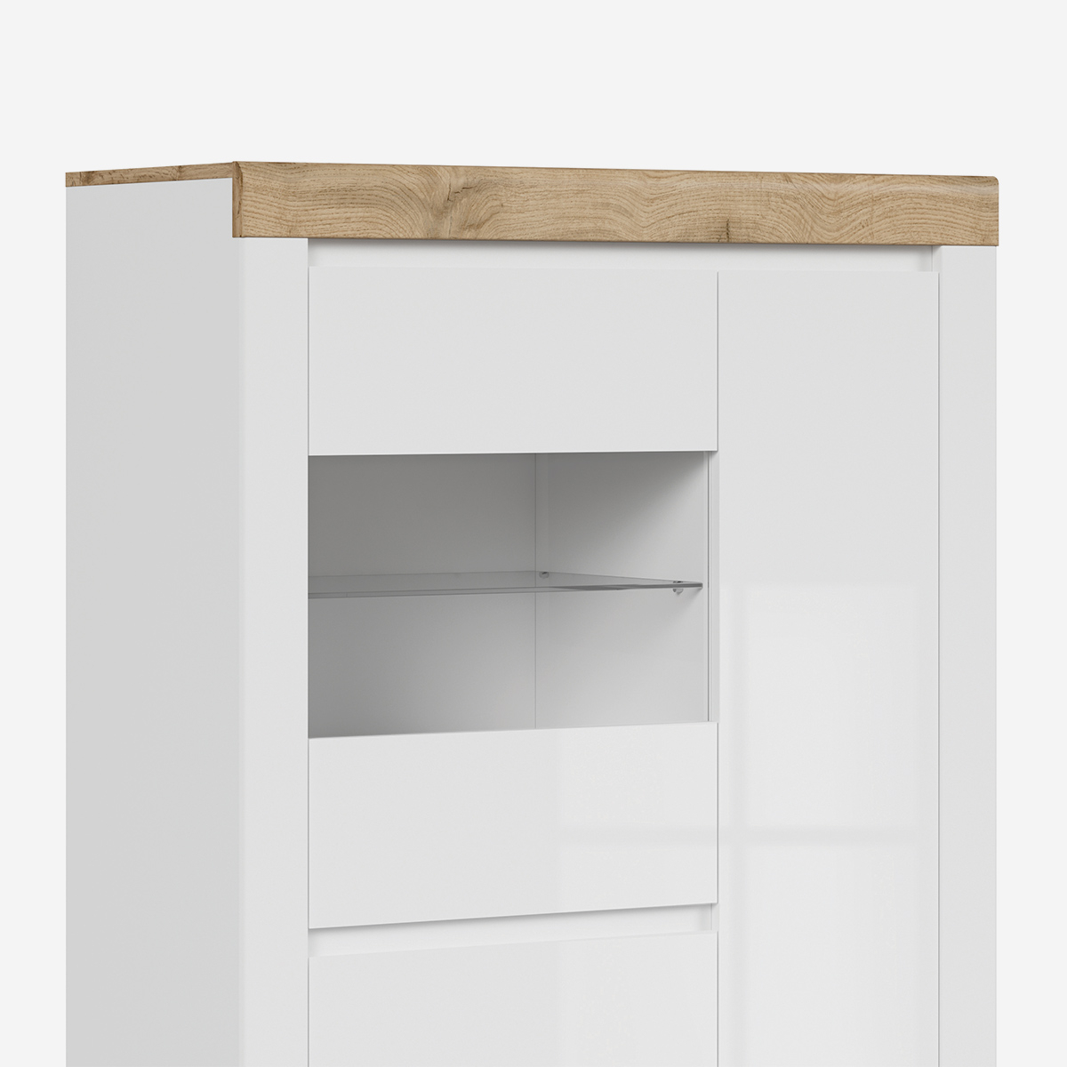Vitrina alta de 2 puertas con balda de vidrio Holten