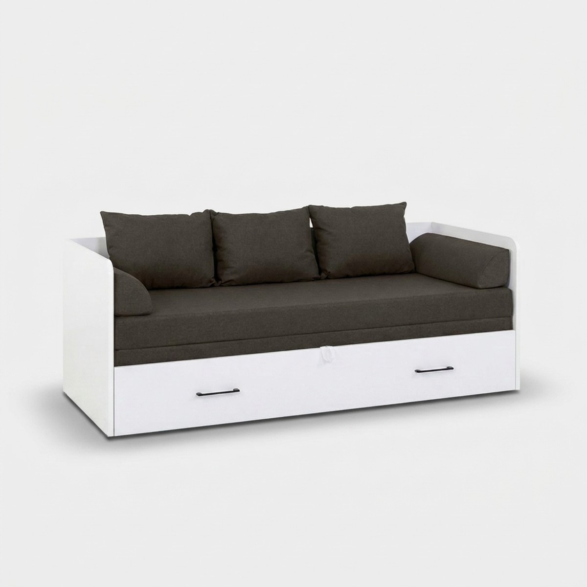 Sofá cama plegable con cajón y cojines color antracita 80-160x200 Tetrix
