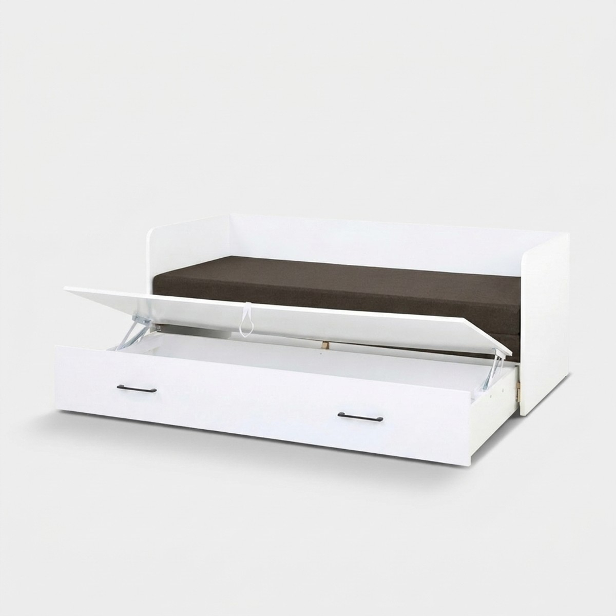 Sofá cama plegable con cajón y cojines color antracita 80-160x200 Tetrix