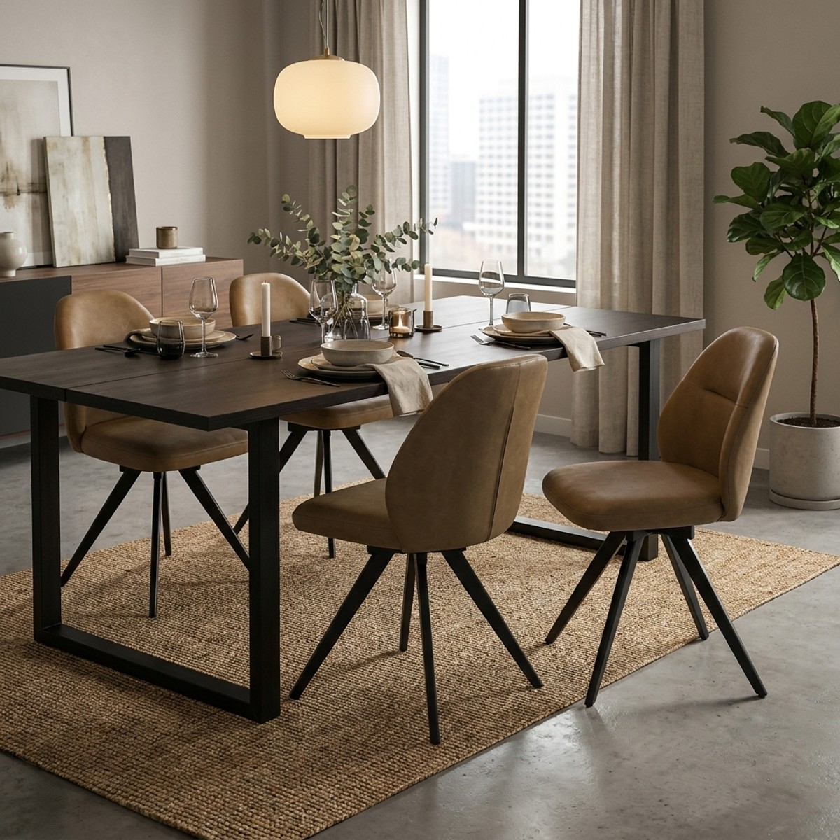Set 2 sedie moderne da pranzo imbottite in similpelle Greta
