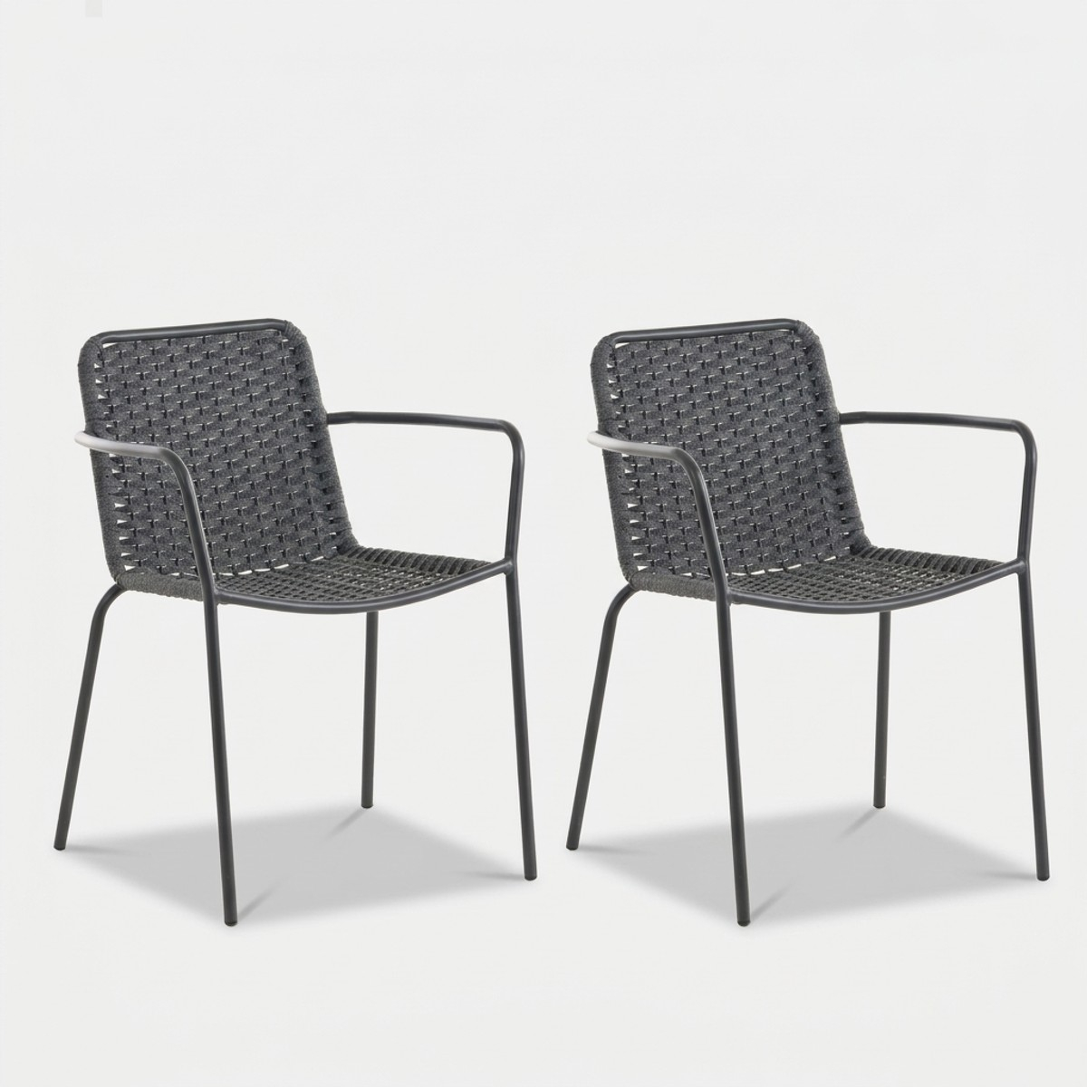 2er Set moderne Esszimmerstühle aus Stoff und Metall Abramo