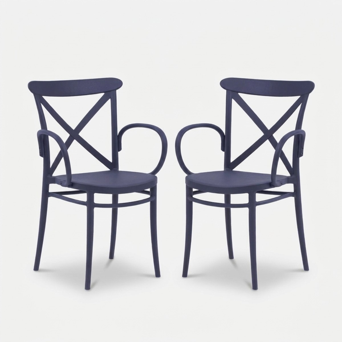2er Set stapelbare Gartenstühle mit Armlehnen Zagabria