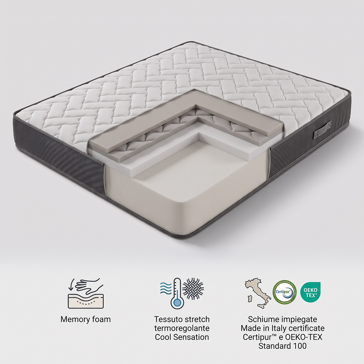 Einzelmatratze Memory Foam 22 cm orthopädisch Plia singolo