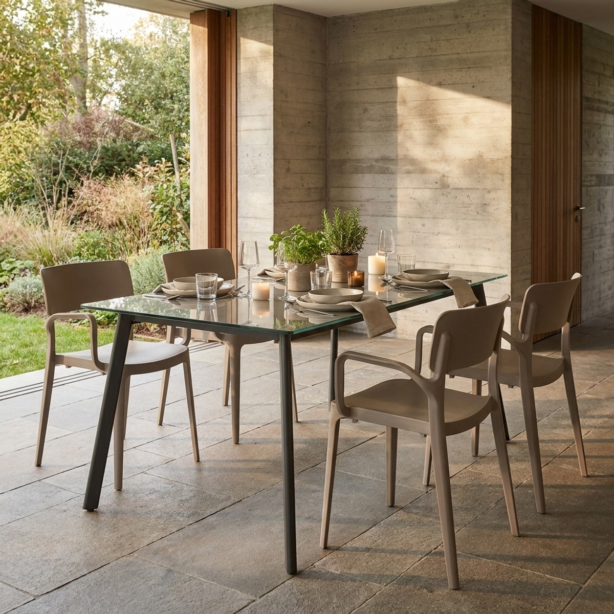 Set 2 poltrone da giardino impilabili per interno ed esterno Antibes