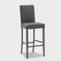 Sgabello alto in ecopelle con gambe in legno Julia