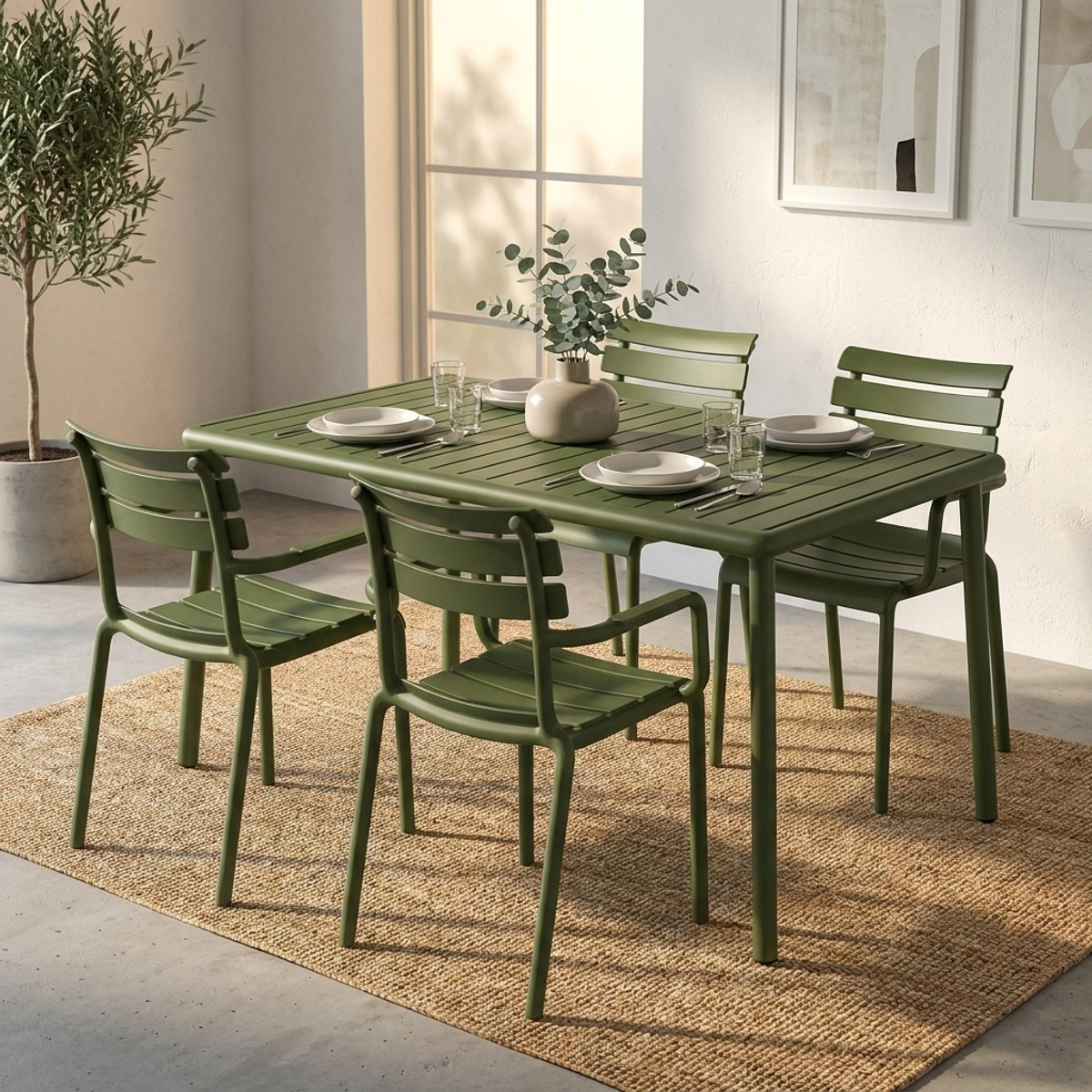 2er Set stapelbare Armlehnstühle für Garten und Innenbereich Punat
