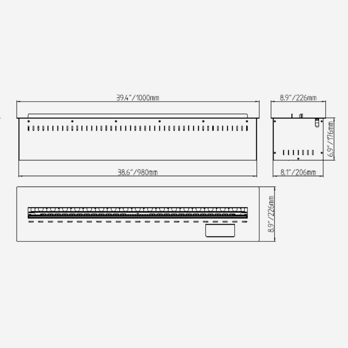 Elektrischer 3D Wasserdampf Einbaukamin Einsatz Vapor3d100