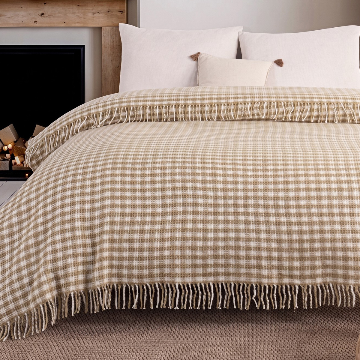 Baumwoll-Tagesdecke für Doppelbett mit Fransen 220 x 180 Ekose B