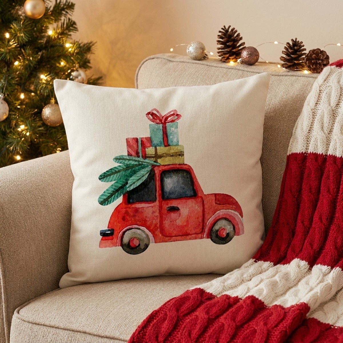 Funda de cojín decorativa navideña de poliéster Duvet
