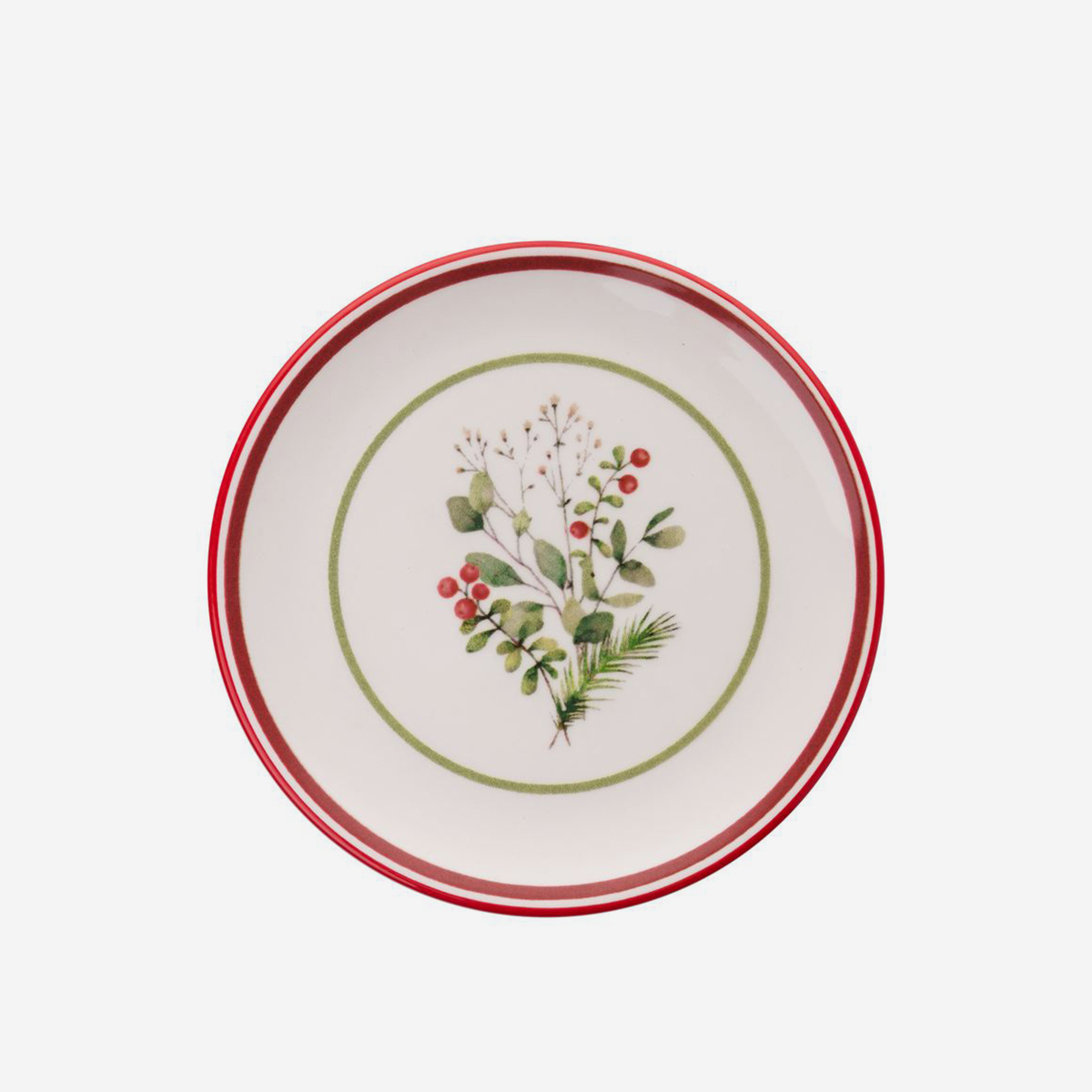 Set de 6 platos de postre de gres porcelánico Xmas Leaf