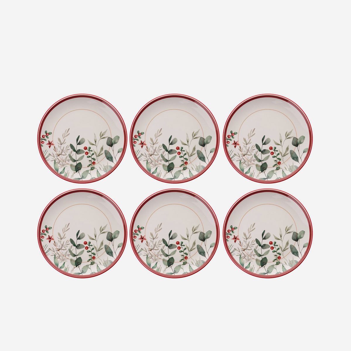 6er-Set Platzteller aus Feinsteinzeug Xmas Cherry