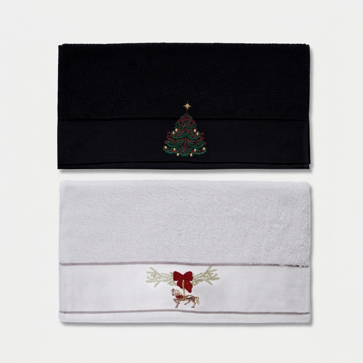 2er-Set bestickte Gästehandtücher aus Baumwolle Stuff xmas