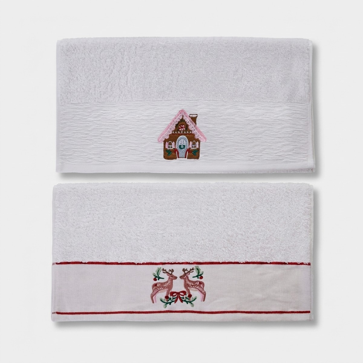 2er-Set Gästehandtücher aus Baumwolle mit Stickerei Orderly xmas