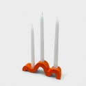 Set portacandele con candele decorative Wavy Rosso