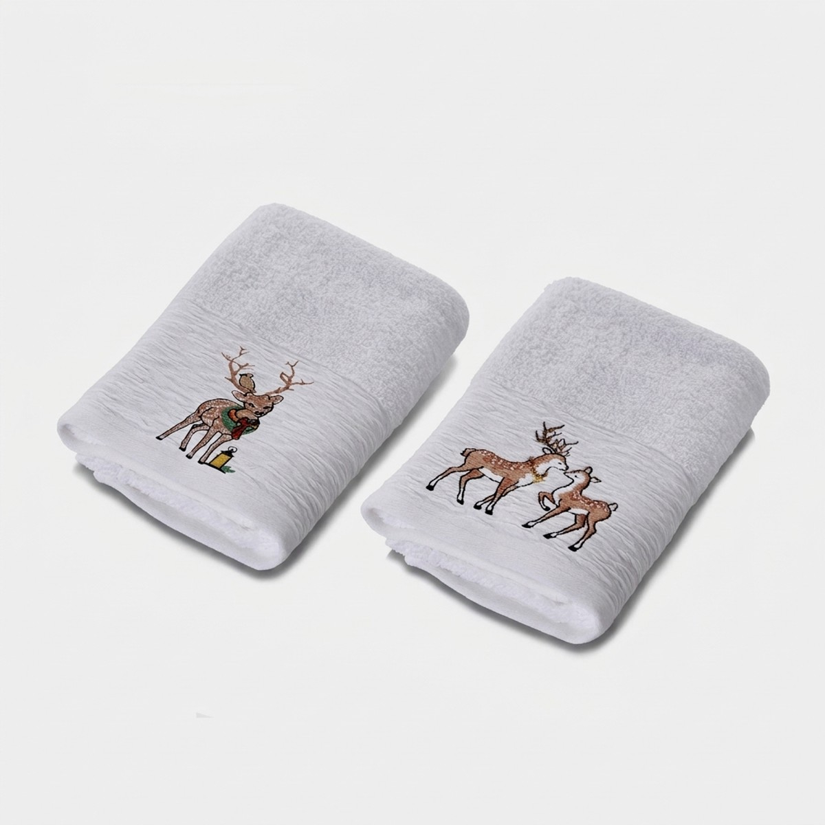 2er-Set Gästehandtücher aus bestickter Baumwolle Plain Xmas