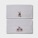 Lot de 2 serviettes invité en coton brodé Plain Xmas