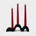 4-teiliges Kerzenhalter-Set mit Dekokerzen Wavy Schwarz
