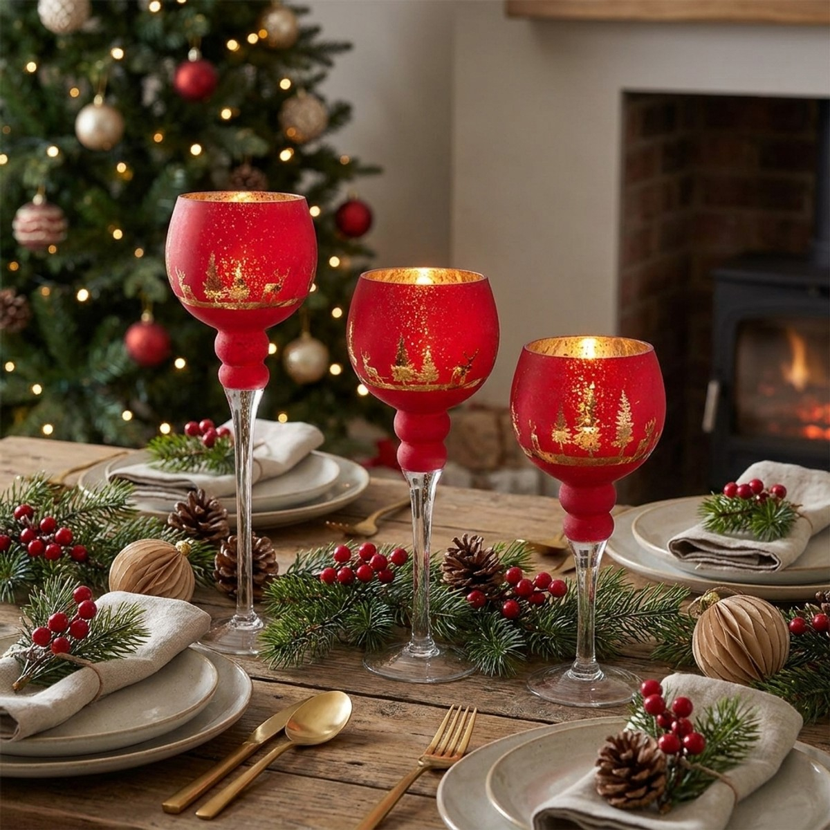 Portavelas de cristal con pie para mesa Frost