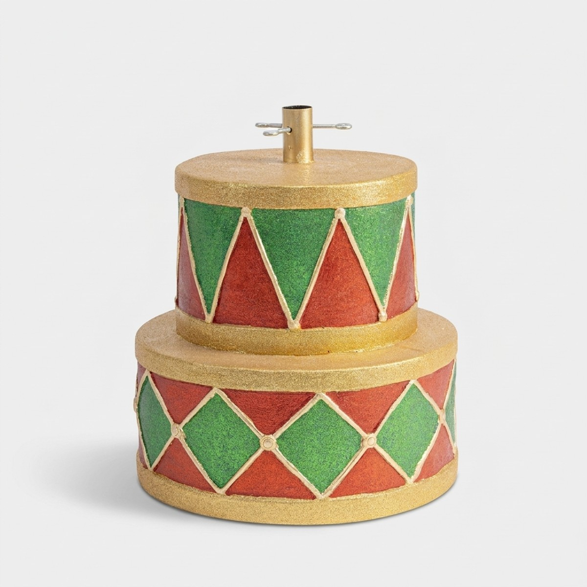 Pied pour sapin de Noël forme tambour en métal Drum