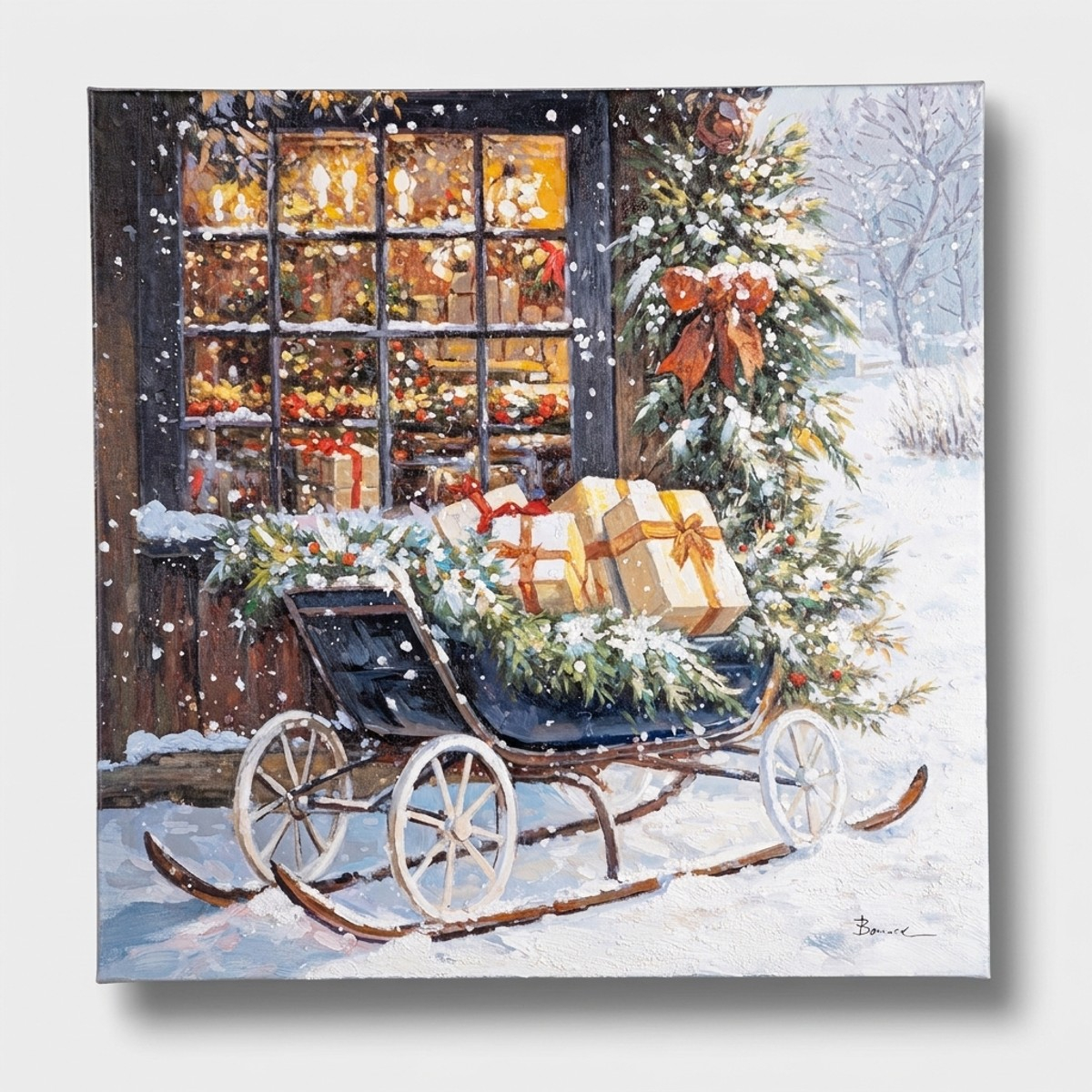 Tableau peint à la main sur toile 60x60 cm Silent night