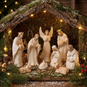 Weihnachtskrippe 10 Figuren aus Kunstharz Celestial