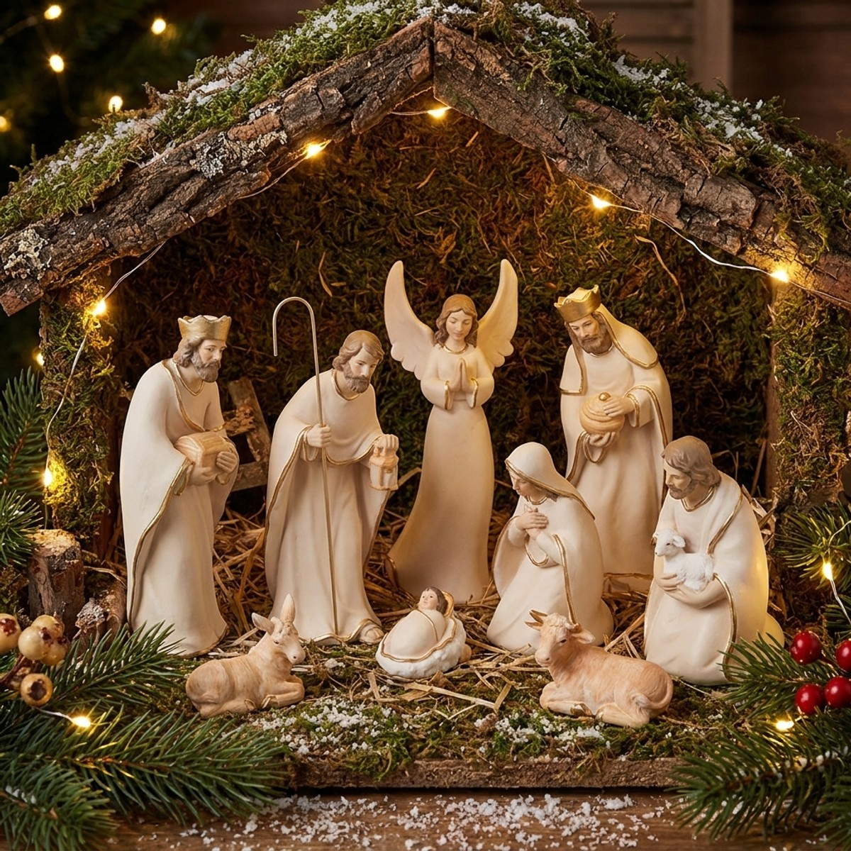 Presepe natività natalizio 10 figure in resina Celestial