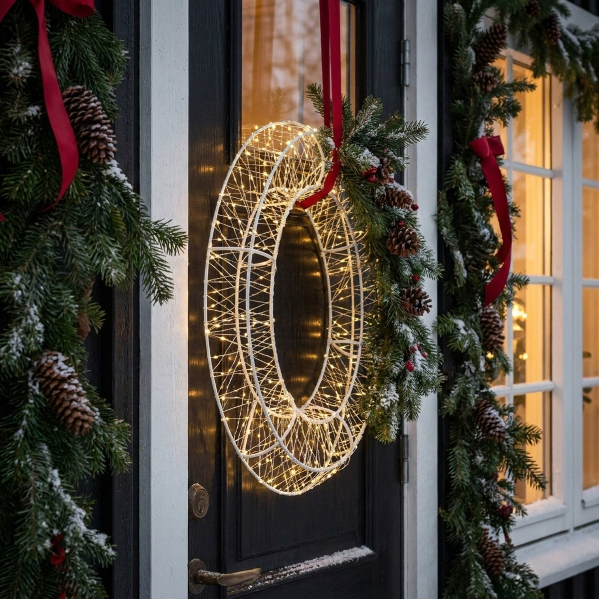 Couronne de Noël lumineuse cercle 840 microled Glitz