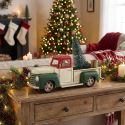 Decoración navideña camioneta de metal con pino Motor pick-up