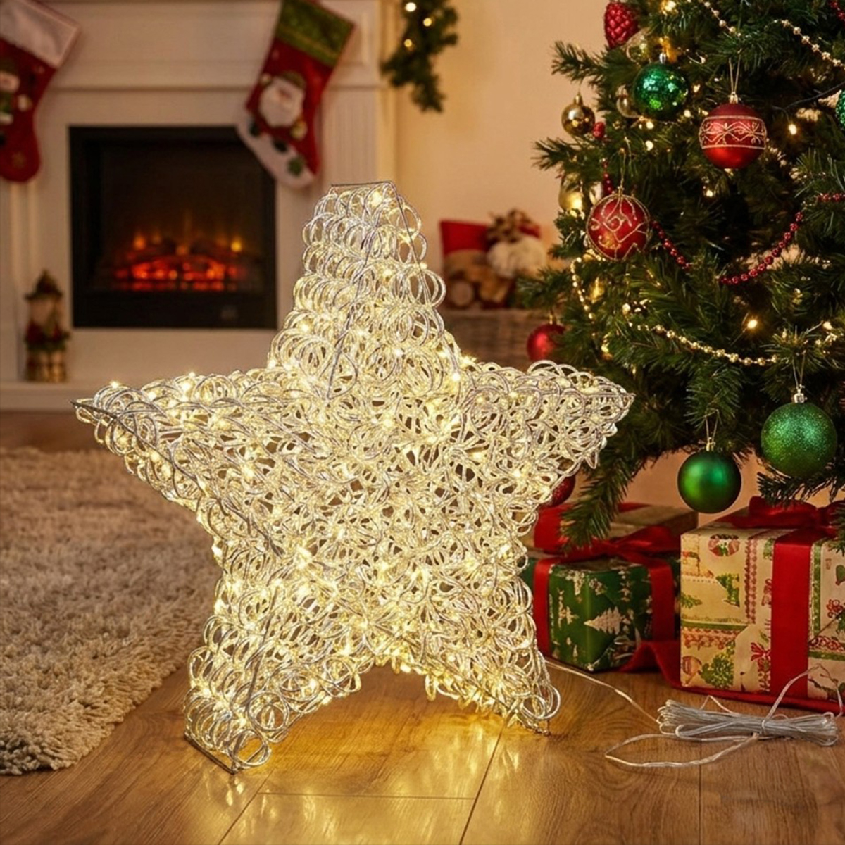 Estrella luminosa navideña 200 microLED para interior y exterior Delight