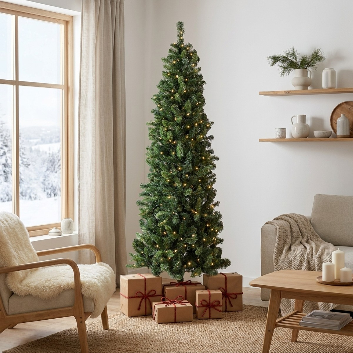 Schmaler künstlicher Weihnachtsbaum 180 cm 474 Zweige Bellamonte