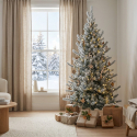Árbol de Navidad slim nevado 210 cm 918 ramas Serrone Slim
