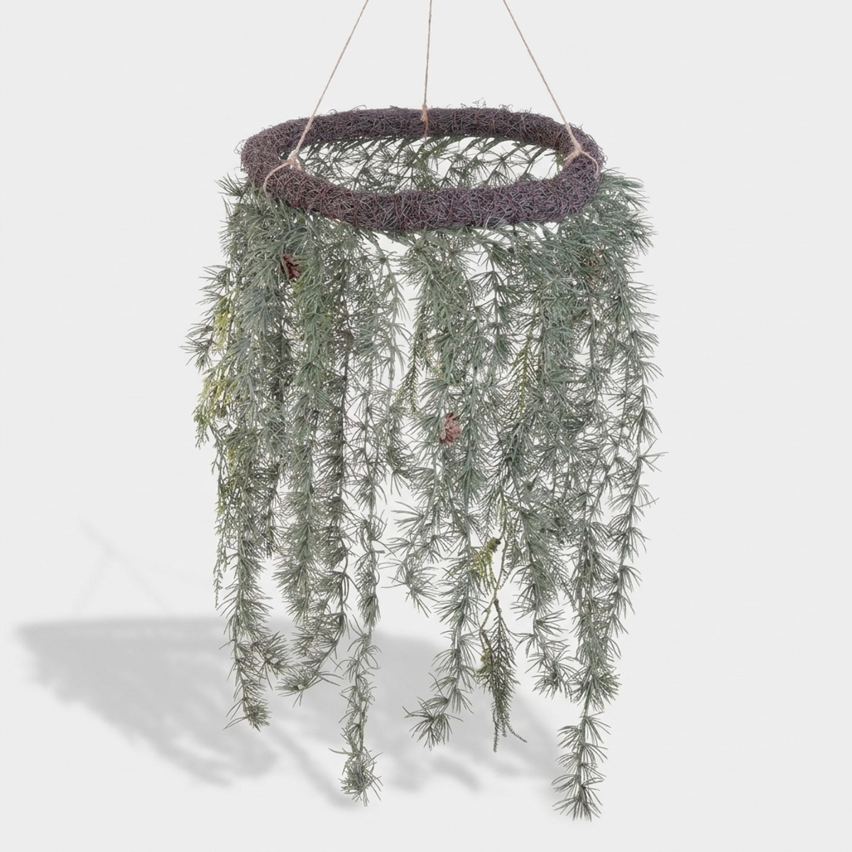 3er Set hängende Weihnachtskränze aus Rattan Vertana