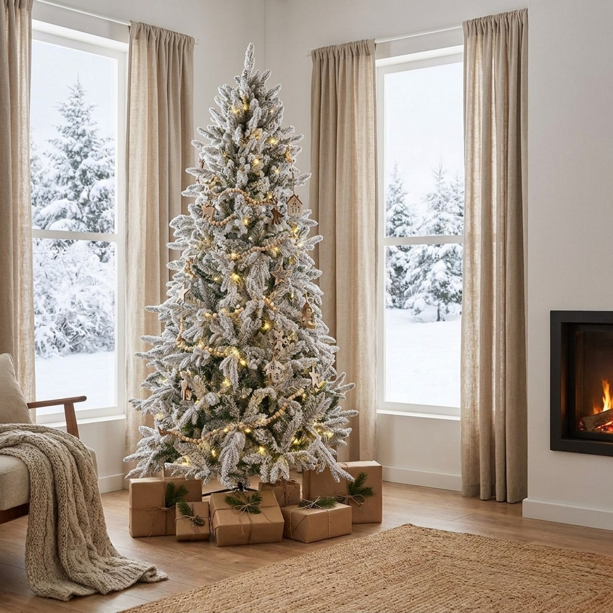 Sapin de Noël enneigé 240 cm 2487 branches Harvard