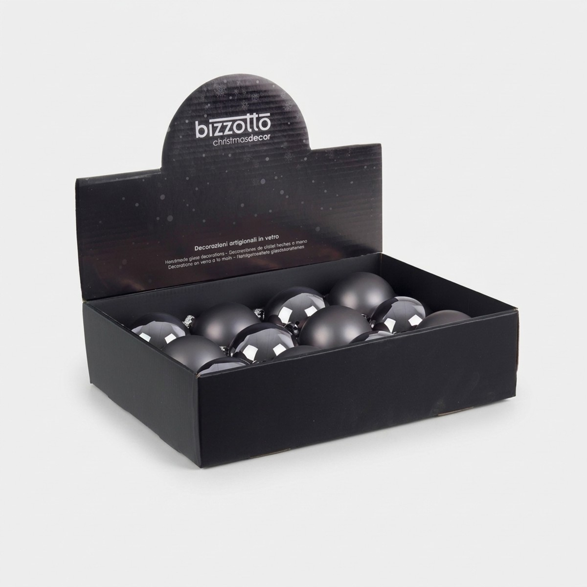 12er Set Christbaumkugeln aus Glas 8 cm Sfera