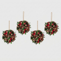 Set 4 sfere natalizie decorative in legno naturale Eloise