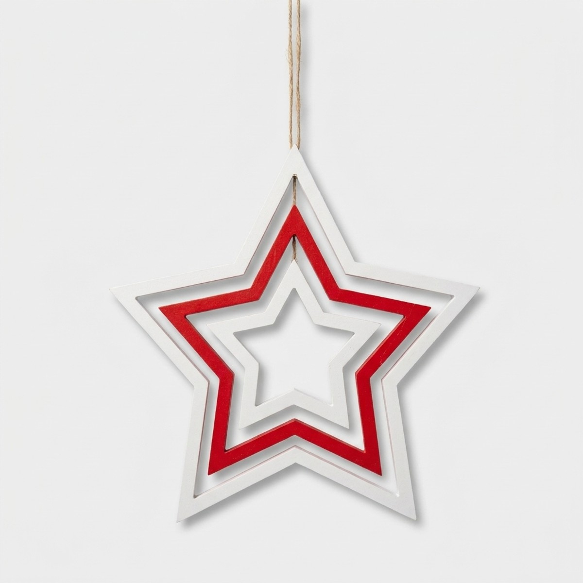 Set 2 decorazioni natalizie da appendere in legno Stella