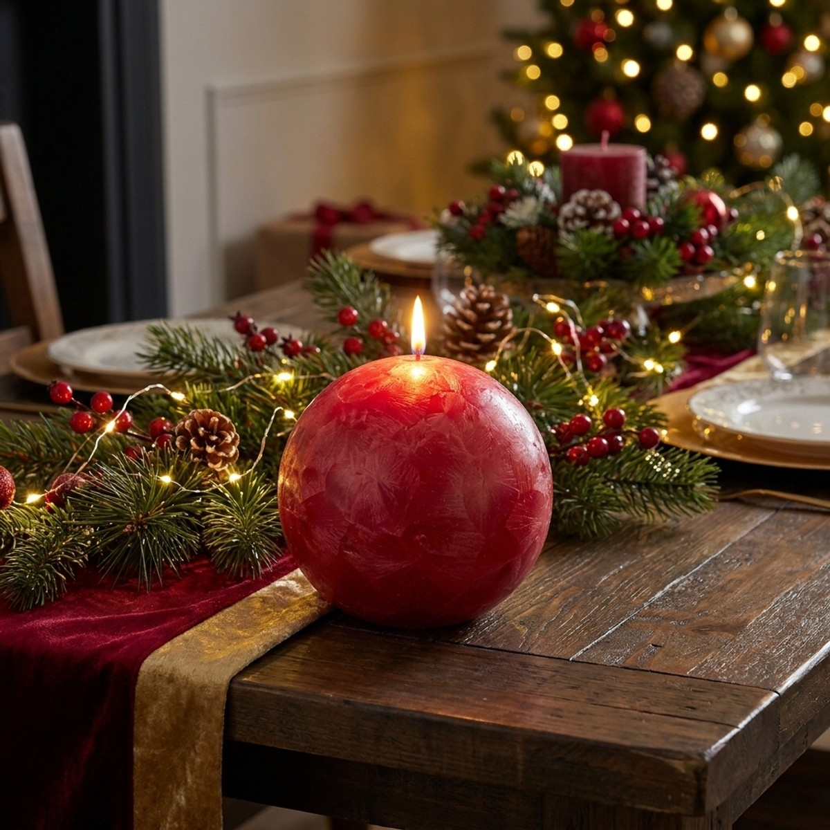 Set 4 candele decorative sferiche effetto ghiaccio Elide