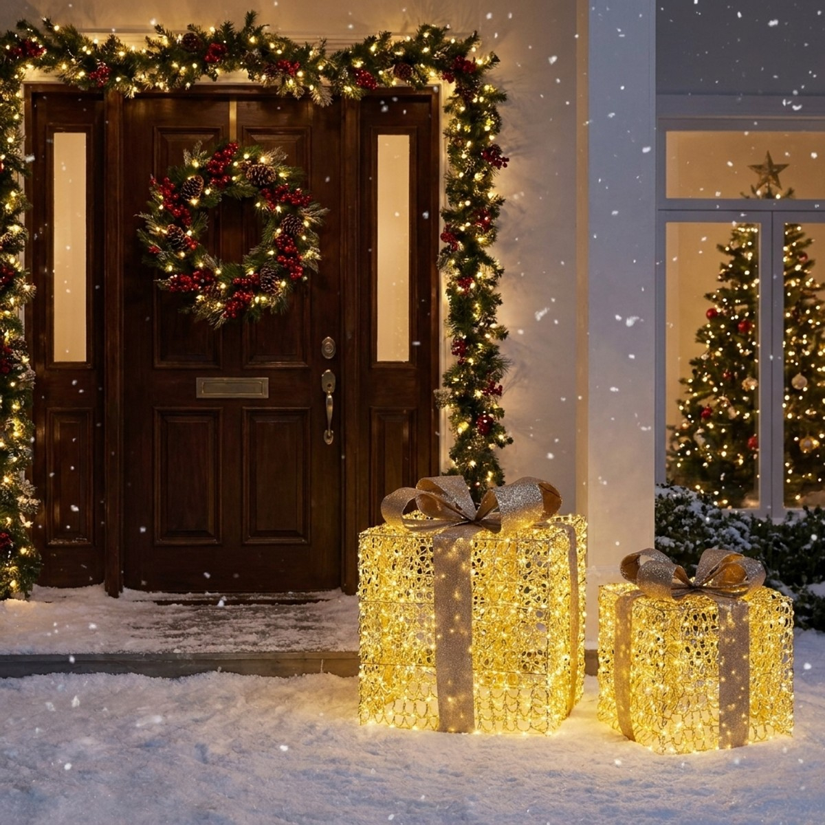 Set 2 pacchi regalo luminosi decorativi con microled Gifts