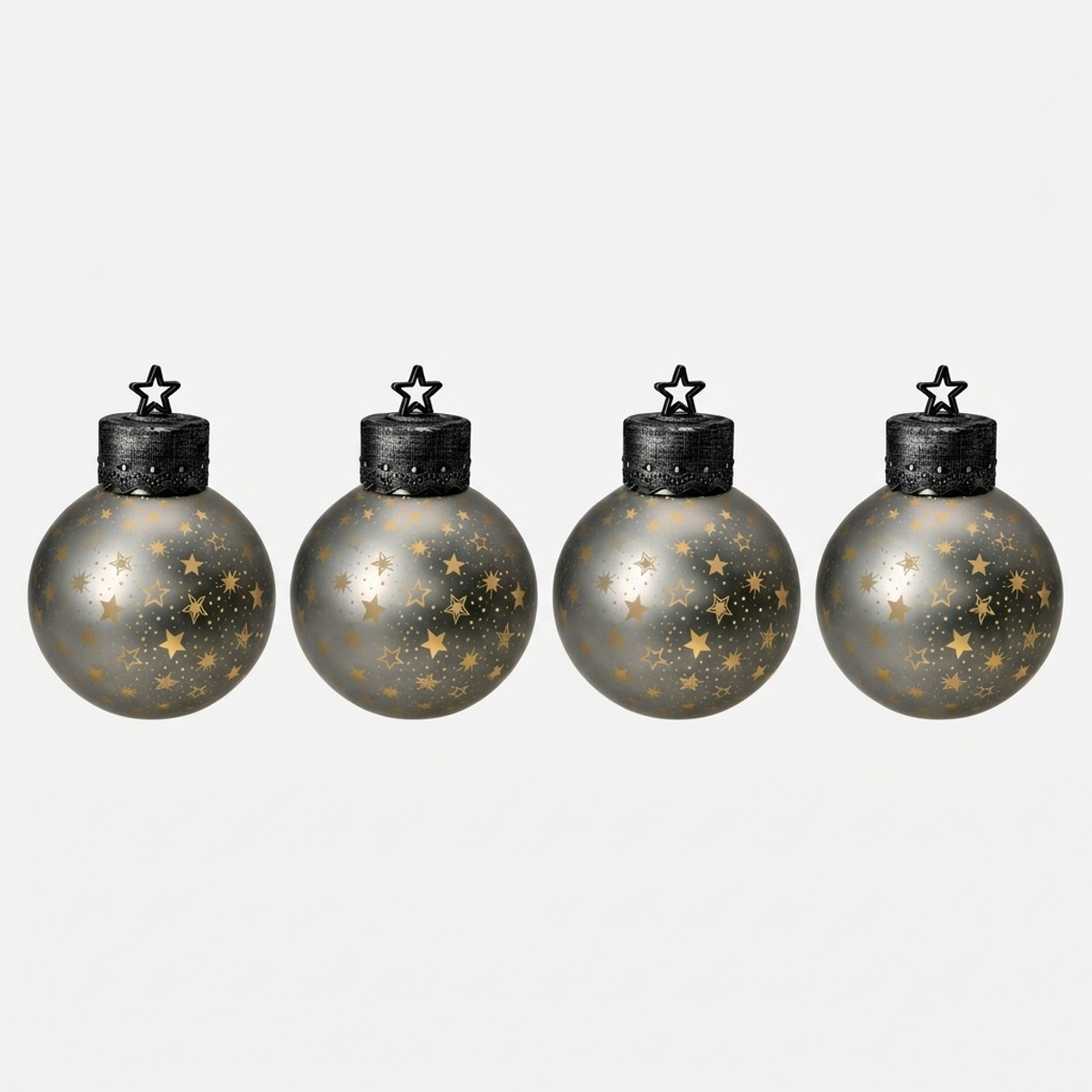 Set 4 sfere natalizie in vetro con luce LED Tomte
