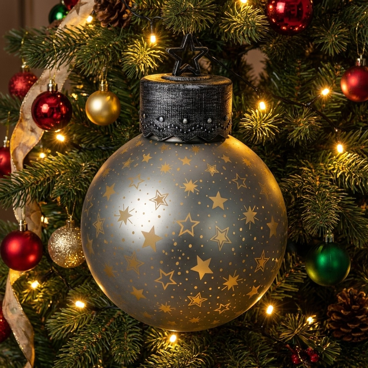 Boule de Noël décorative en verre avec LED Tomte
