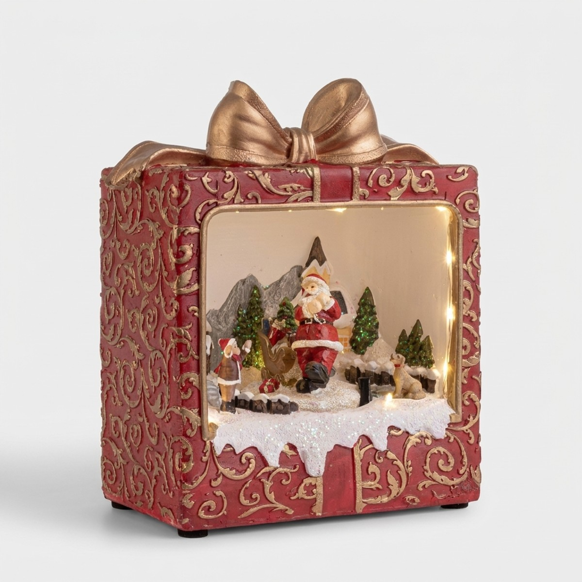 Statuetta natalizia Babbo Natale con luci LED e movimento Holly