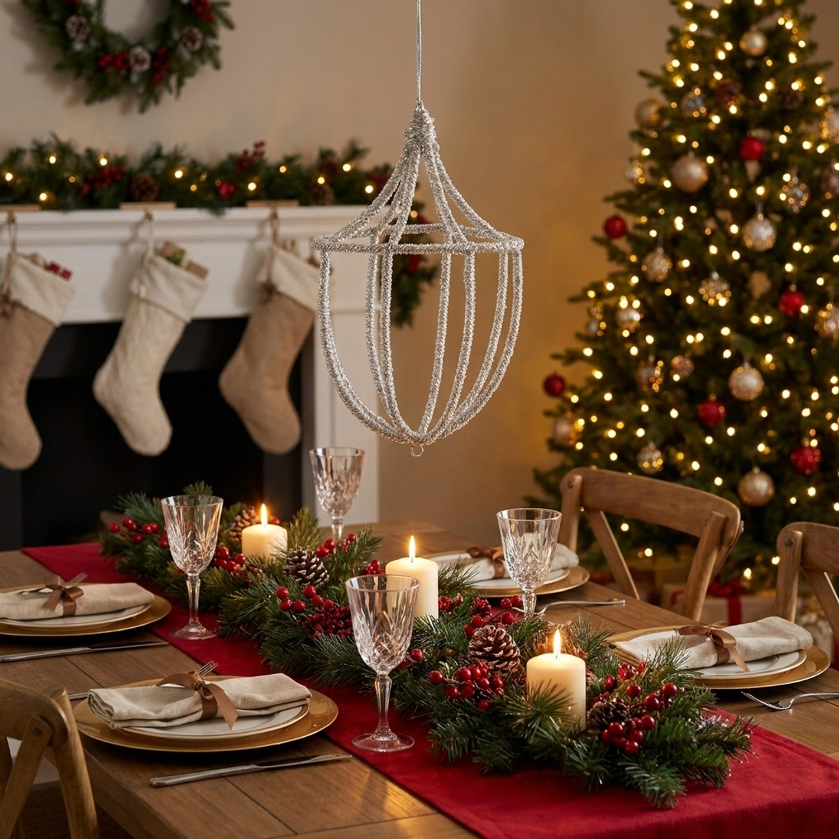 Adorno navideño colgante de cristal set de 4 Reecy