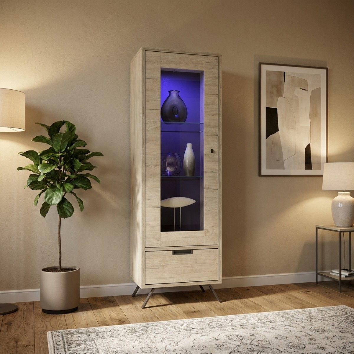 Vitrina de 1 puerta de cristal con cajón Palma 56