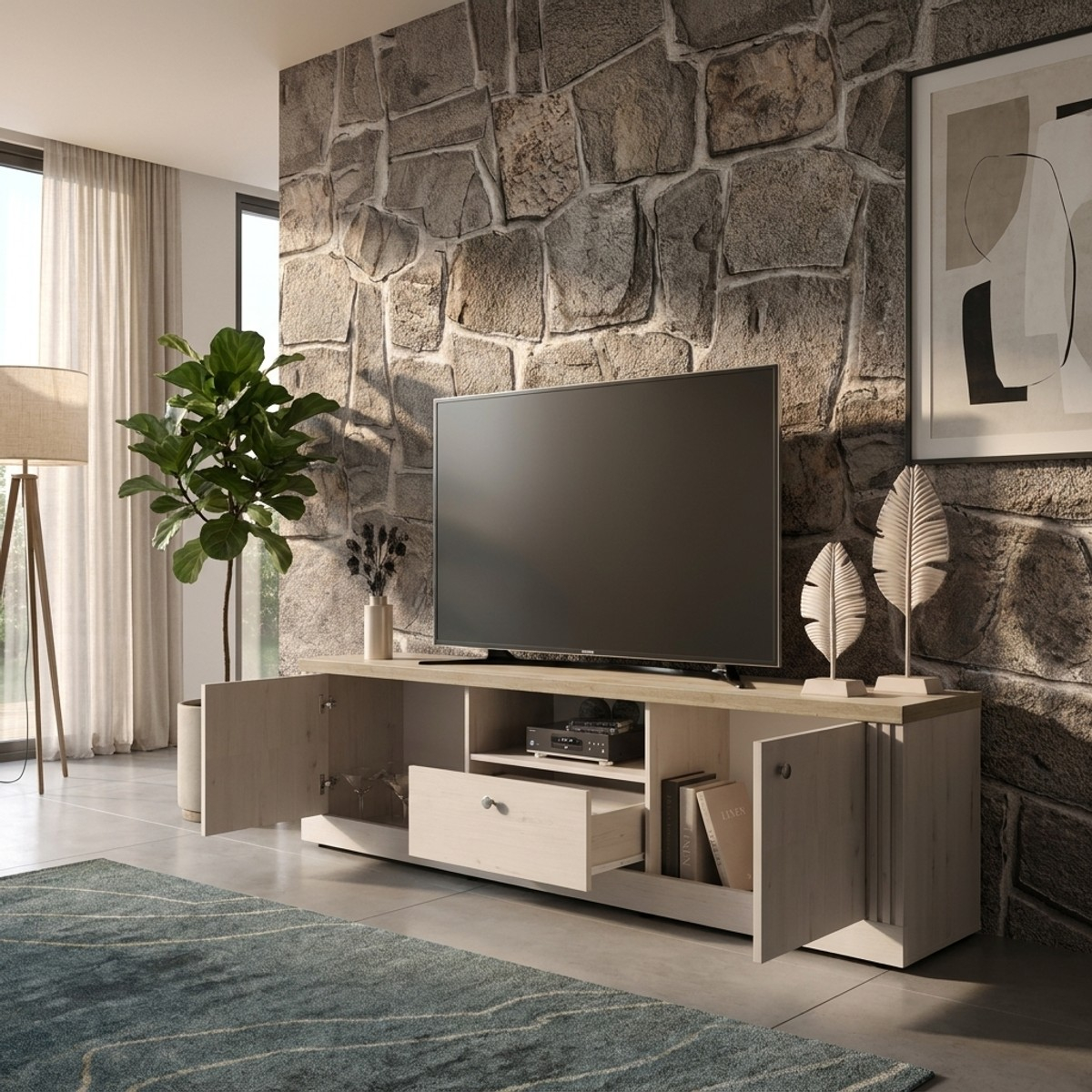 TV-Lowboard Country mit 3 Türen für das Wohnzimmer 211x58x44 cm