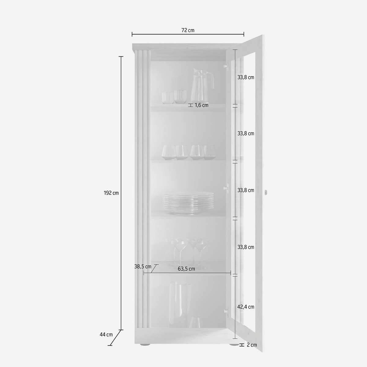Vitrina de salón Country de 1 puerta