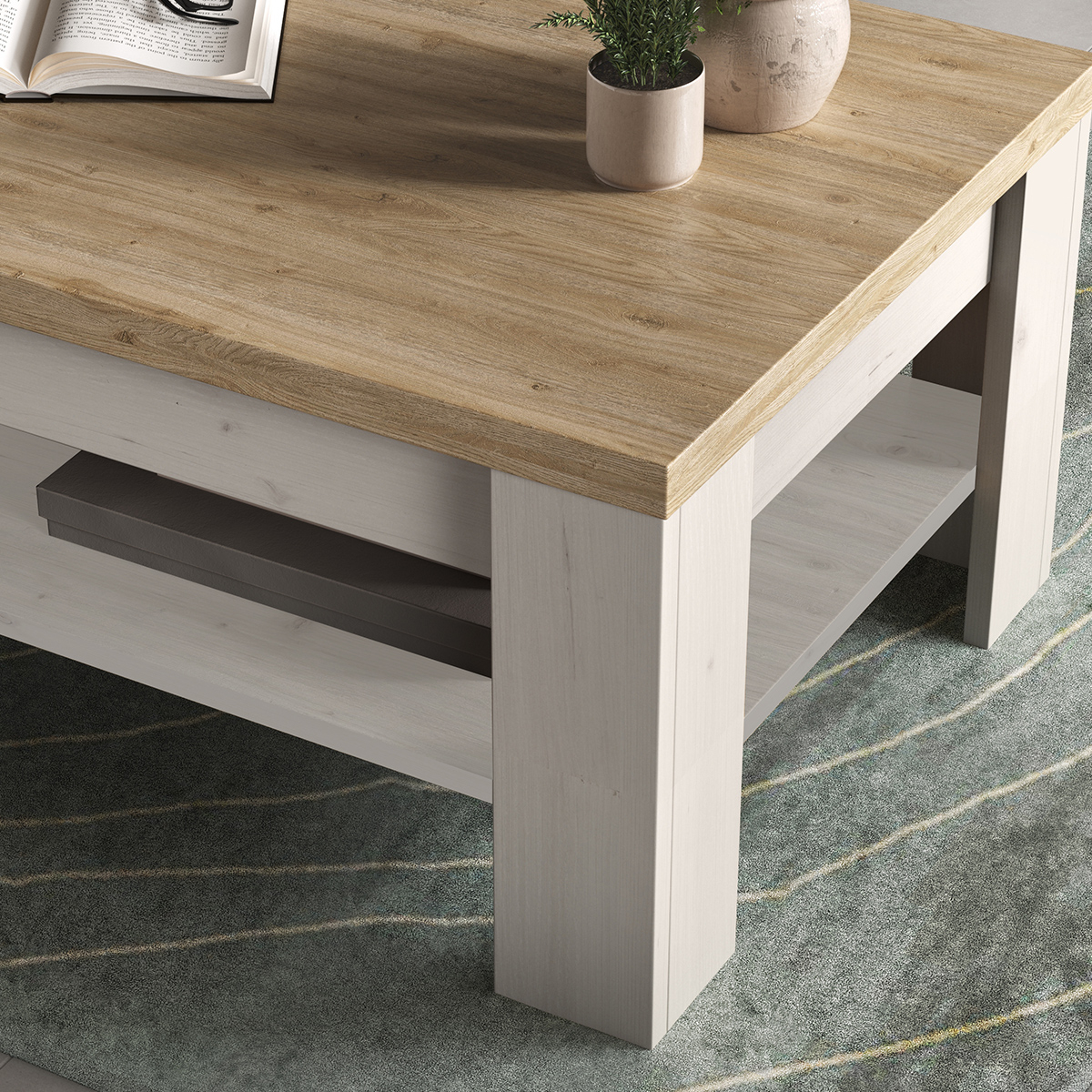 Tavolino da salotto con ripiano inferiore Country