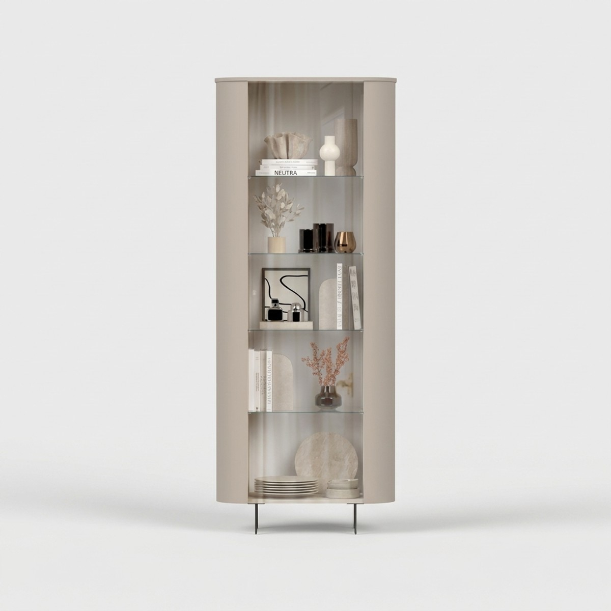Vitrine 1 porte avec étagères et pieds en métal Ortisei
