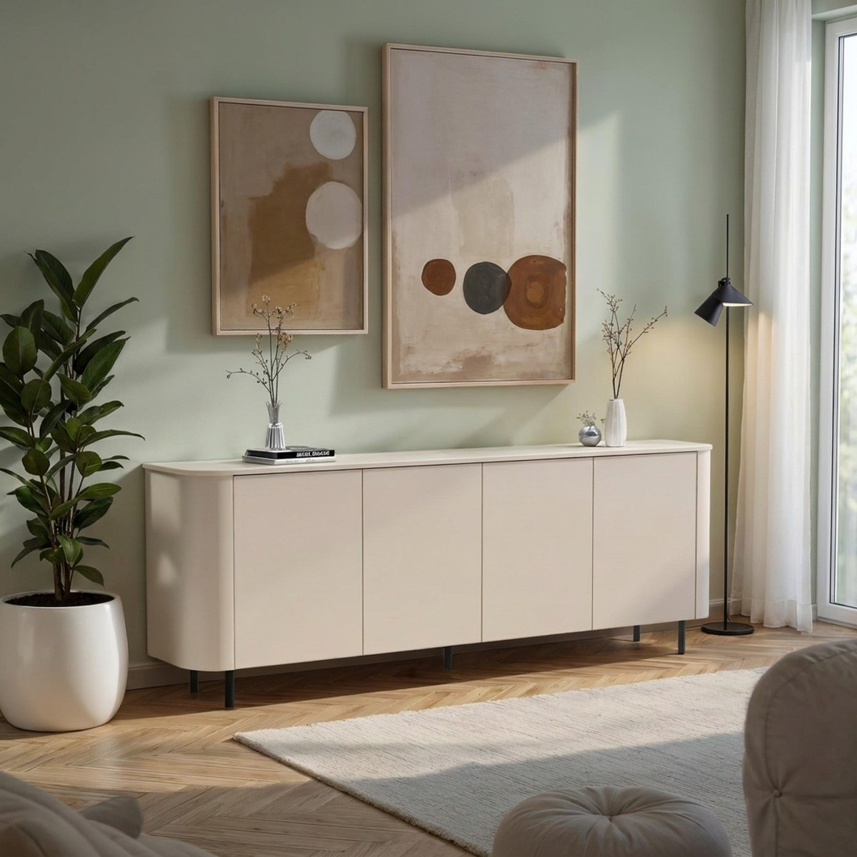 Modernes Sideboard mit 4 Türen für Wohnzimmer und Esszimmer Lido