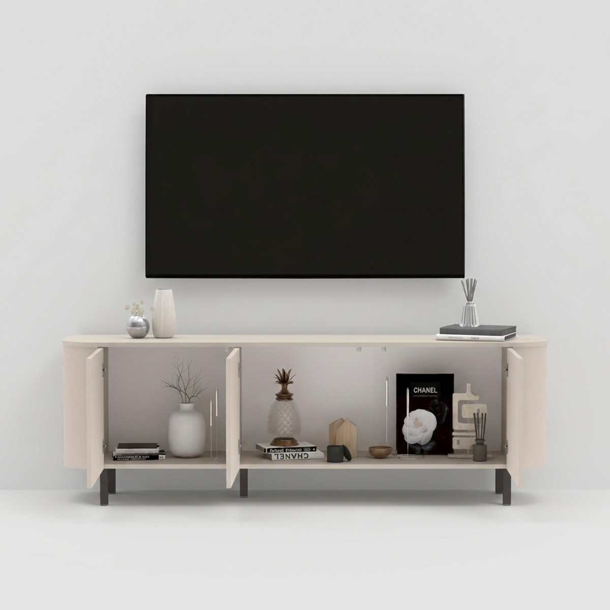 TV-Lowboard für das Wohnzimmer mit 3 Türen und Ablage, 180 cm, Lido